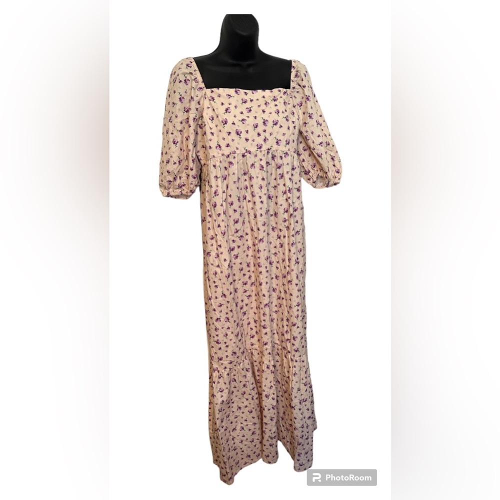 Floral Puff Sleeve Maxi Dress